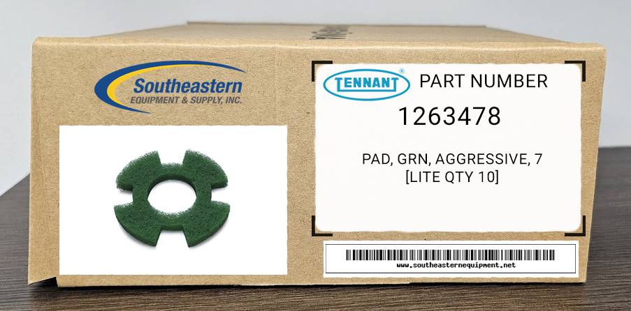 Tennant OEM Part # 1263478 Pad, Grn, Aggressive, 7 [Lite Qty 10]