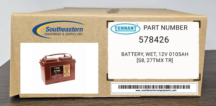 Tennant OEM Part # 578426 Battery, Wet, 12V 0105Ah [S8, 27Tmx Tr]