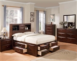 Manhattan Storage Bookcase Bed 6 Piece Bedroom Set in Espresso Finish by Acme - 04070