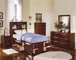 Manhattan Storage Bookcase Bed Youth Bedroom Set in Espresso Finish by Acme - 04090