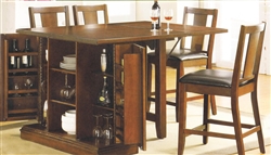 Kitchen Island Dark Oak Finish Counter Height 5 Piece Table Set by Acme - 10232