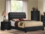 Ireland Black Upholstered Bed in Black Finish by Acme - 14350Q