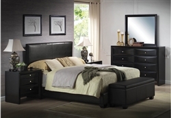 Ireland Black Upholstered Bed Youth Bedroom Set in Black Finish by Acme - 14440
