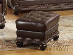 Anondale Brown Leather Ottoman by Acme - 15034