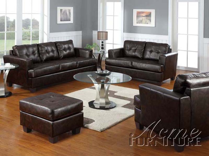 Diamond Brown Leather 2 Piece Sleeper Sofa Set by Acme - 15060-S