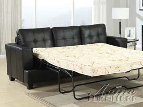 Black leather 2024 sleeper sofa