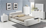 Layla Upholstered Storage Bed 6 Piece Bedroom Set in White Finish by Acme - 20680
