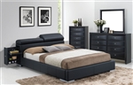 Manjot Black Upholstered Bed 6 Piece Bedroom Set in Black Finish by Acme - 20750