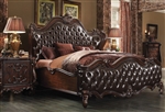 Versailles Traditional Upholstered Bed in Cherry Oak Finish by Acme - 21120Q