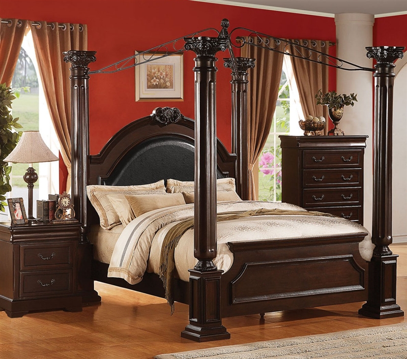 Roman Empire II Canopy Bed in Cherry Finish by Acme - 21340Q