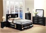 Ireland Storage Bookcase Bed 6 Piece Bedroom Set in Black Finish by Acme - 21610