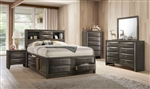 Ireland Storage Bookcase Bed 6 Piece Bedroom Set in Grey Oak Finish by Acme - 22700