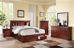 Louis Philippe Storage Bookcase Bed 6 Piece Bedroom Set in Cherry Finish by Acme - 24380