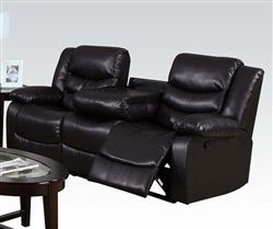 Torrance Espresso Leather Reclining Sofa with Drop Down Table by Acme - 50575