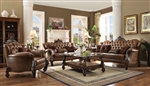 Versailles Sofa Loveseat Living Room Set in Cherry Oak Finish by Acme - 52100-S