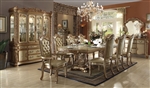 Vendome 7 Piece Double Pedestal Table Dining Set in Gold Patina Finish by Acme - 63000