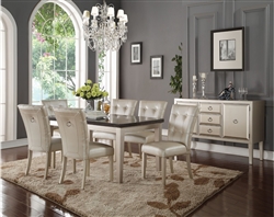 Voeville Bluestone Top Table 5 Piece Dining Set in Platinum Finish by Acme - 72025