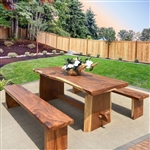 Long Modern Live Edge 3 Piece Outdoor Dining Set in Black Walnut by AFD Home - AFD-12019155