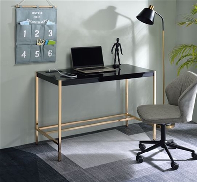 Midriaks Executive Home Office Desk in Black & Gold Finish by Acme - 00021