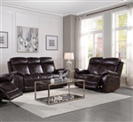 Perfiel 2 Piece Motion Sofa Set in 2 Tone Dark Brown Top Grain Leather Finish by Acme - 00066-S