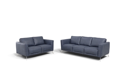 Astonic 2 Piece Sofa Set in Blue Leather Finish by Acme - 00212-S