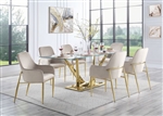 Barnard 7 Piece Dining Set in Gray Velvet and Mirrored Gold by Acme - 00219