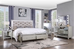 Sliverfluff 6 Piece Bedroom Set w/ Storage in PU & Champagne Finish by Acme - 00242