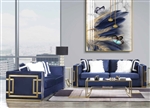 Virrux 2 Piece Sofa Set in Blue Velvet & Gold Finish by Acme - 00293-S