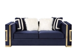 Virrux Loveseat in Blue Velvet & Gold Finish by Acme - 00294