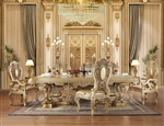 Seville 7 Piece Dining Room Set in Tan PU & Gold Finish by Acme - 00457