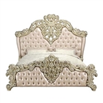 Vatican Bed in PU Leather, Light Gold & Champagne Silver Finish by Acme - 00461EK