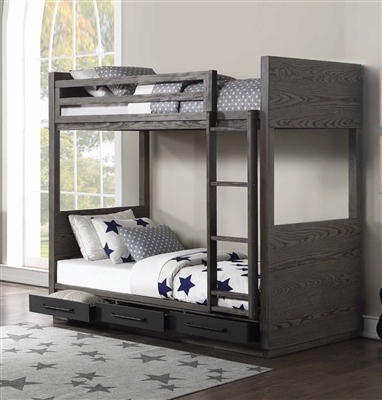 Estevon Twin/Twin Bunk Bed in Gray Oak Finish by Acme - 00613