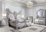 Valkyrie 6 Piece Bedroom Set in PU Leather, Light Gold & Gray Finish by Acme - 00683