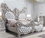 Valkyrie Bed in PU Leather, Light Gold & Gray Finish by Acme - 00683EK