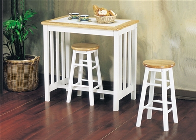 Metro 3 Piece Counter Height Dining Set in Natural & White Finish by Acme - 02140NW