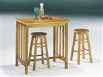 Metro 3 Piece Counter Height Dining Set in Oak Finish by Acme - 02140OT