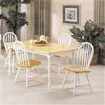 Farmhouse 5 Piece Dining Room Set in Natural & White Finish by Acme - 02247NW