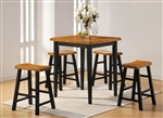 Gaucho 5 Piece Counter Height Dining Set in Oak and Black Finish by Acme - 07285