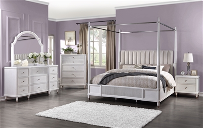 Celestia 6 Piece Bedroom Set in Fabric & Off White Finish by Acme - 22120