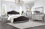 Leonora 6 Piece Bedroom Set in Fabric & Gold Finish by Acme - 22140