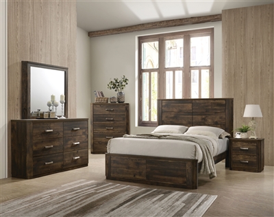 Elettra 6 Piece Bedroom Set in Rustic Walnut Finish by Acme - 24850