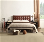 Brancaster Bed in Vintage Brown Top Grain Leather Finish by Acme - 26210Q