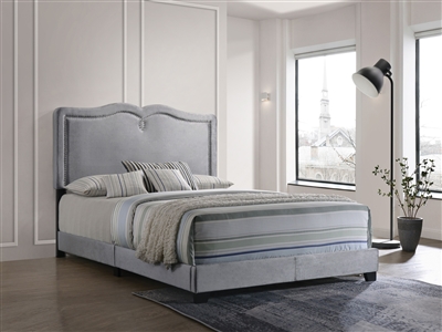 Reuben Bed in Gray Velvet Finish by Acme - 26420Q