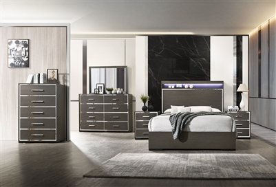 Escher 6 Piece Bedroom Set in LED & Gray Oak Finish by Acme - 27650