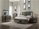 Sadie 6 Piece Bedroom Set w/ Storage in PU & Dark Champagne Finish by Acme - 27940