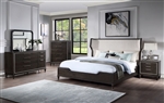 Lorenzo 6 Piece Bedroom Set in Beige Fabric & Espresso Finish by Acme - 28090