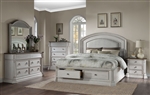 York Shire 6 Piece Bedroom Set in Fabric, Antique White & Dark Charcoal Finish by Acme - 28270