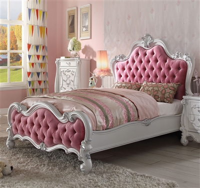 Versailles Bed in Pink & Antique White Finish by Acme - 30650Q