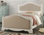 Morte Twin Bed in Beige Linen & Antique White Finish by Acme - 30800T