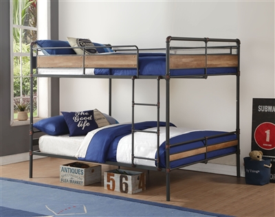 Brantley II Queen/Queen Bunk Bed in Sandy Black & Dark Bronze Hand-Brushed Finish by Acme - 37730